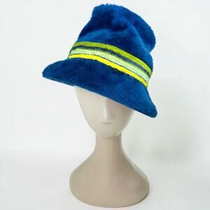 Vintage 1960s Italian Felt Blue Bucket Hat Duchess Styled by Coralie